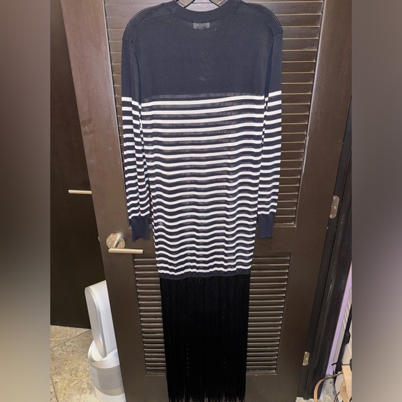 Khaite Torino Ivory & Black Striped Fringe Dress S - Picture 4 of 5